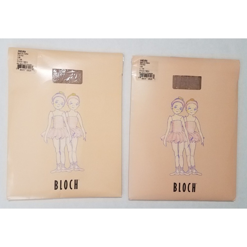 2-Bloch Endura Footed Dance Tights LT. Tan Girls Child Medium CHM #T0921G NEW